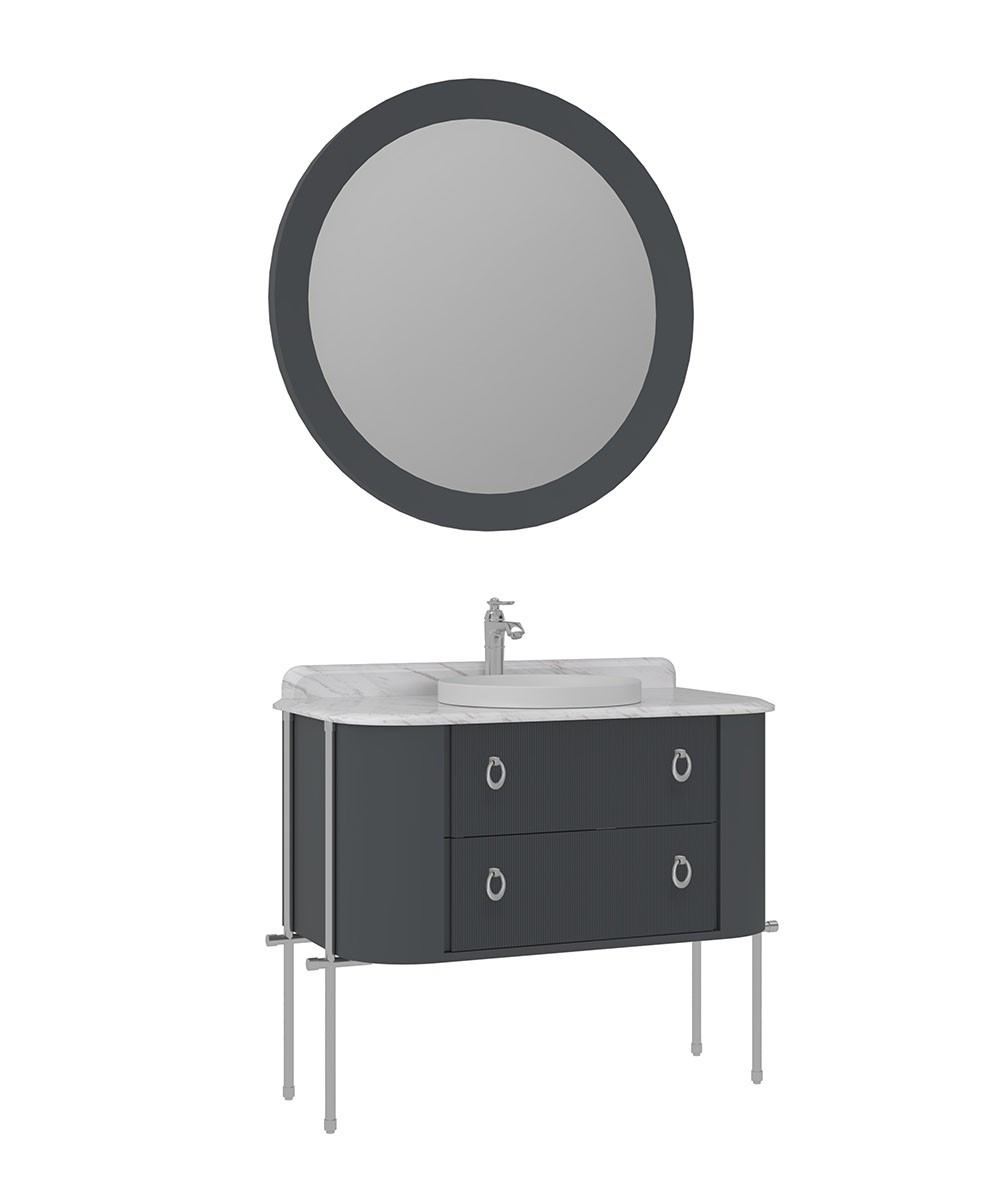 Orka Felice 107 cm Metal Ayaklı Banyo Dolabı Takımı