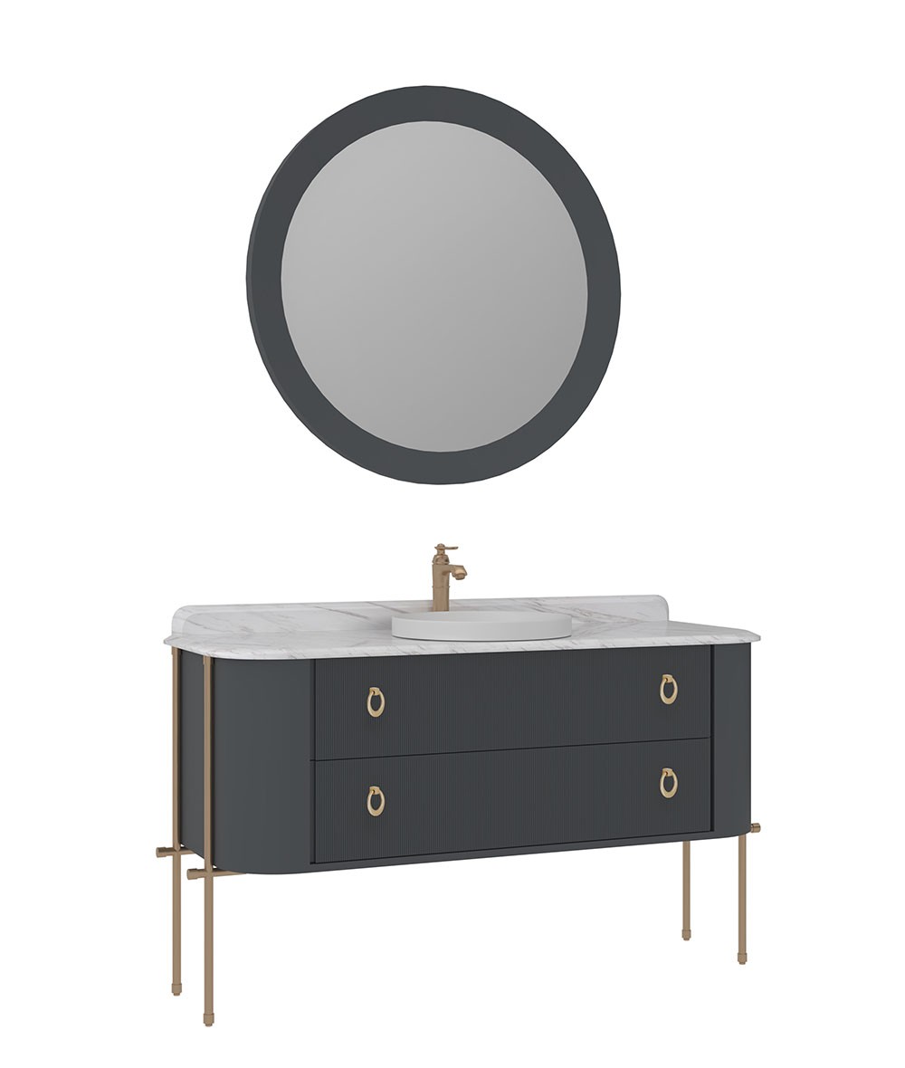 Orka Felice 147 cm Metal Ayaklı Banyo Dolabı Takımı