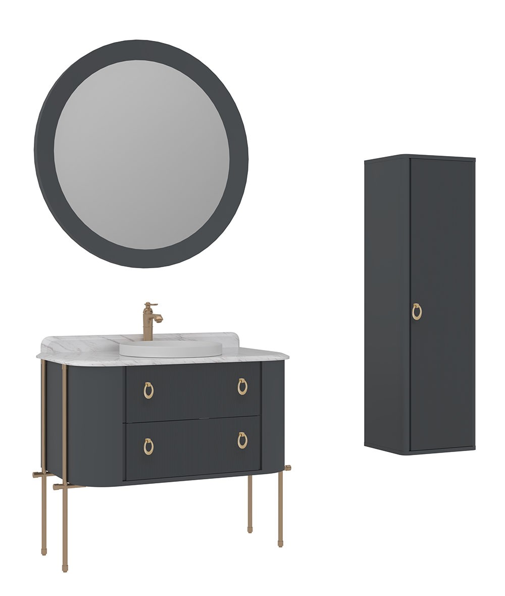 Orka Felice 107 cm Metal Ayaklı Banyo Dolabı Takımı + Boy Dolabı