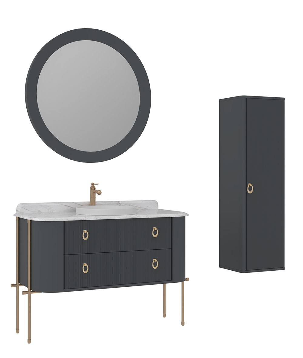 Orka Felice 127 cm Metal Ayaklı Banyo Dolabı Takımı + Boy Dolabı