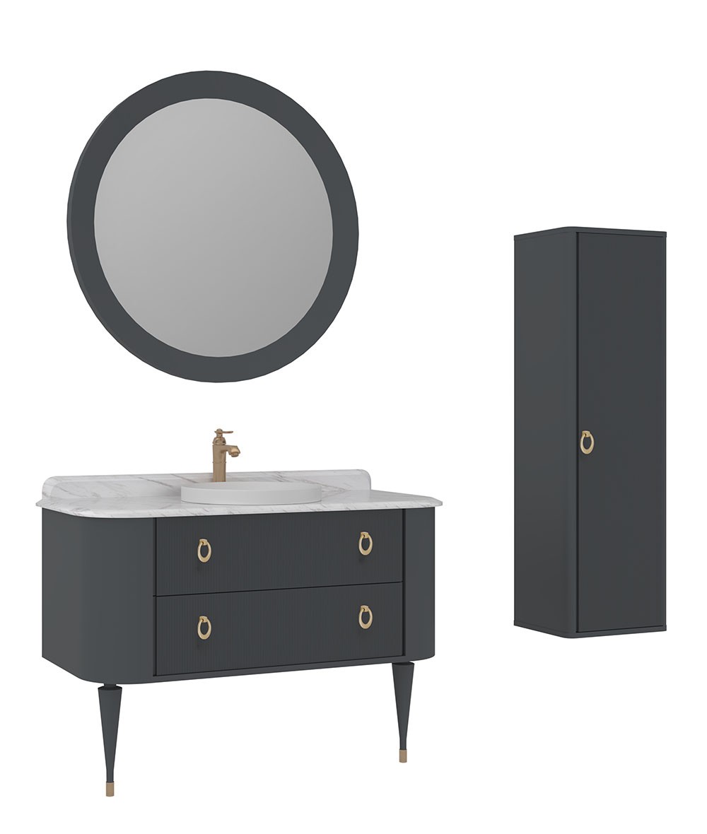 Orka Felice 120 cm Ahşap Ayaklı Banyo Dolabı Takımı ve Boy Dolabı