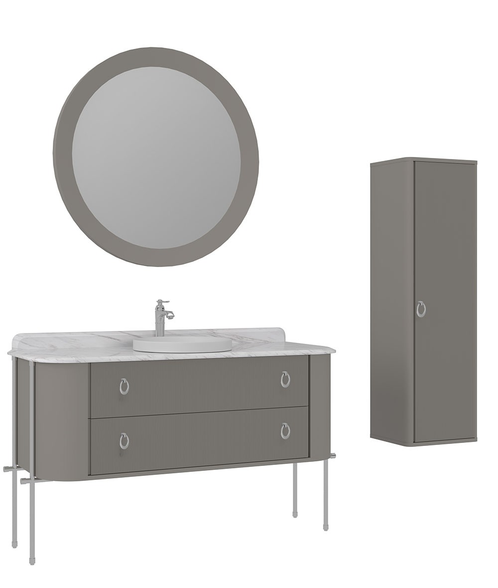 Orka Felice 147 cm Metal Ayaklı Banyo Dolabı Takımı + Boy Dolabı