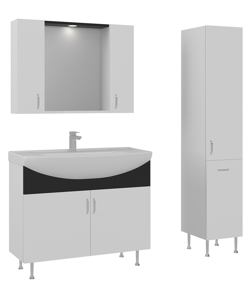 Orka Duru 100 cm Ayaklı Banyo Dolabı Takımı + Boy Dolabı Dahil