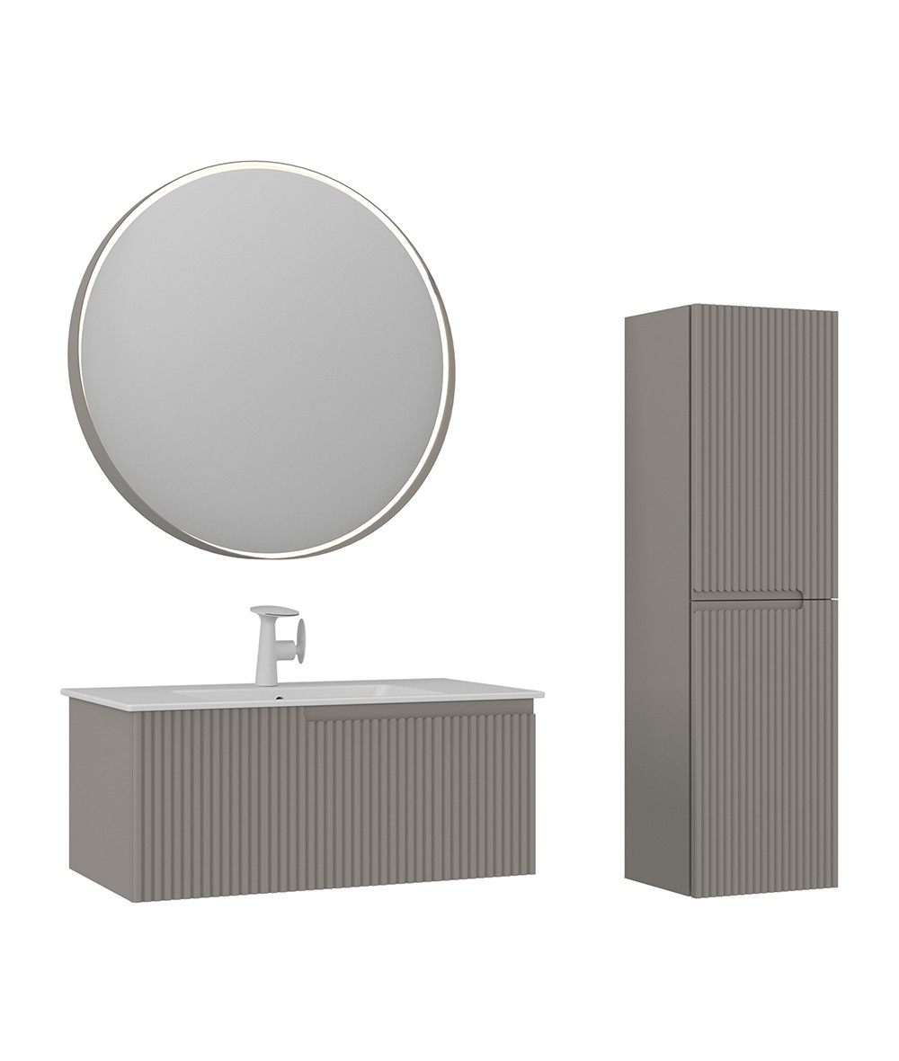 Orka Moonlight 90 CM Tek Çek. Banyo Dolabı Takım + Boy Dolabı Dahil