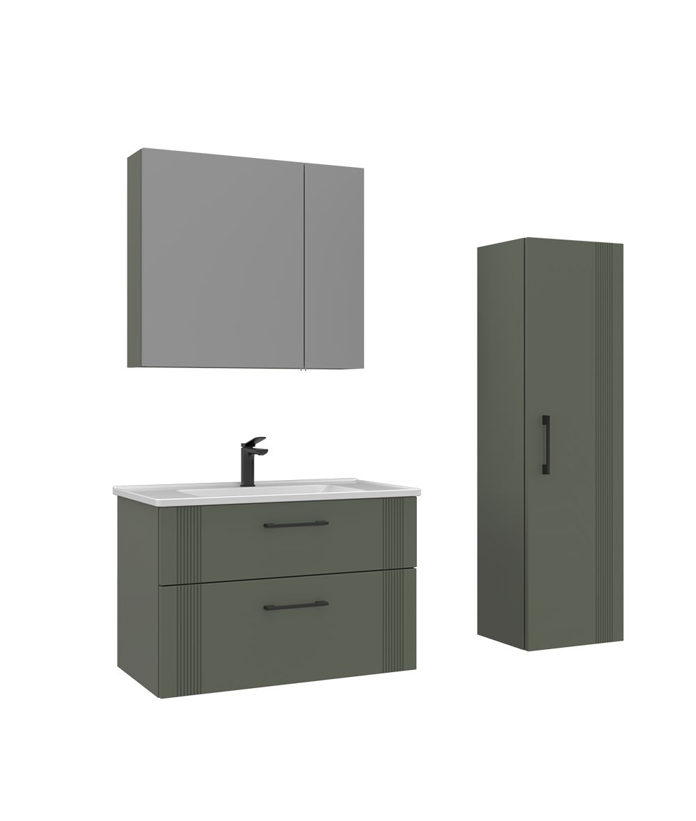 Orka Bari 80 cm Banyo Dolabı Takımı + Boy Dolabı