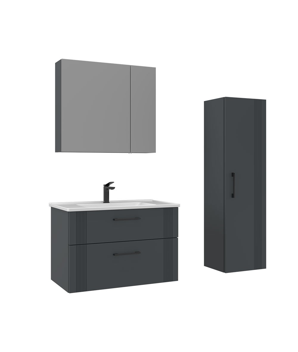 Orka Bari 80 cm Banyo Dolabı Takımı + Boy Dolabı