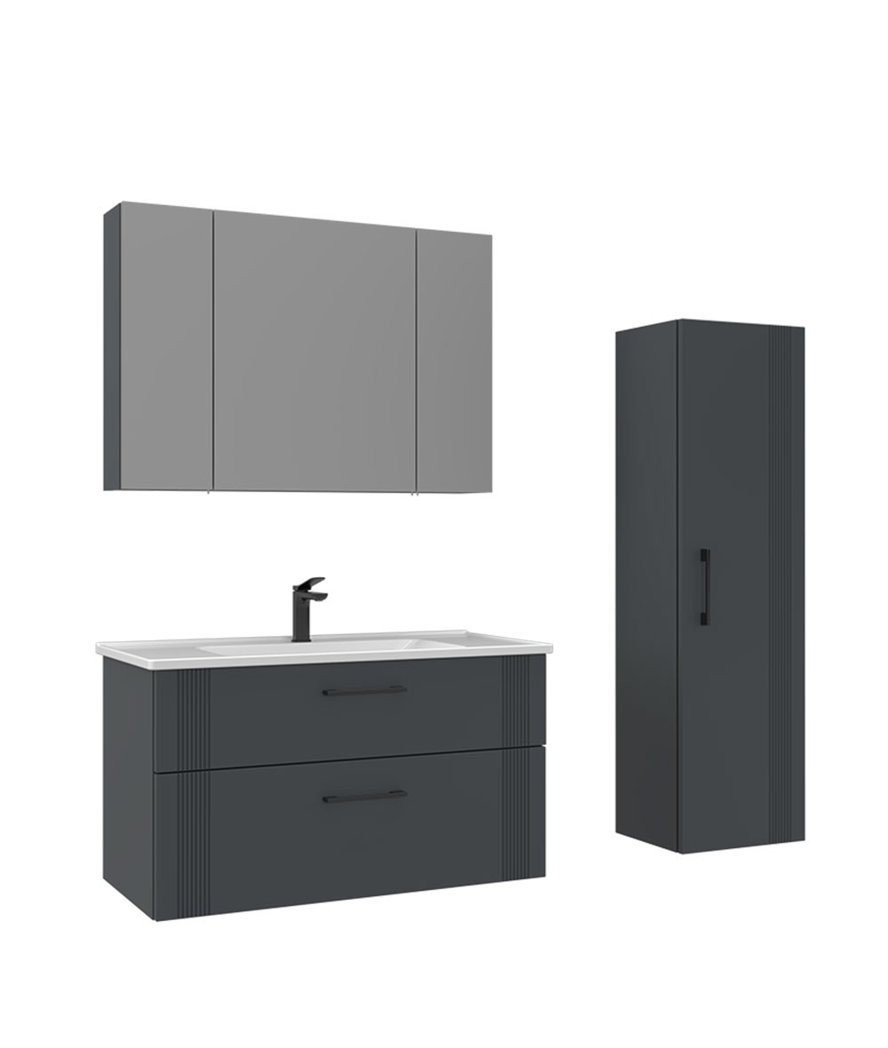 Orka Bari 100 cm Banyo Dolabı Takımı + Boy Dolabı