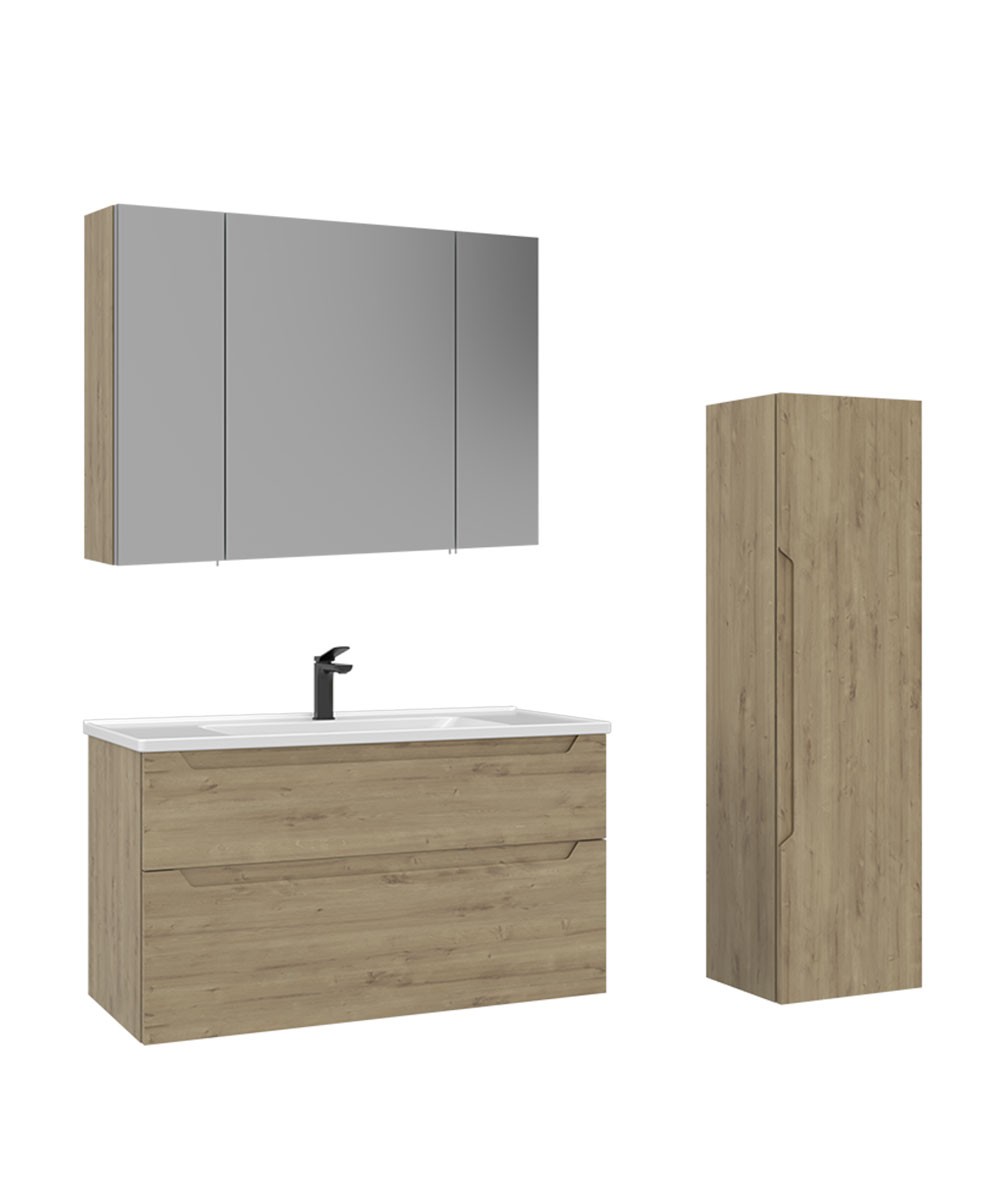 ORKA Messina 100 cm Ayna Dolaplı Banyo Dolabı Takımı + Boy Dolabı