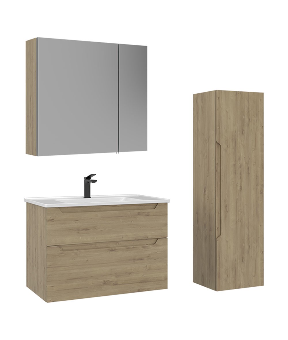 ORKA Messina 80 cm Ayna Dolaplı Banyo Dolabı Takımı + Boy Dolabı