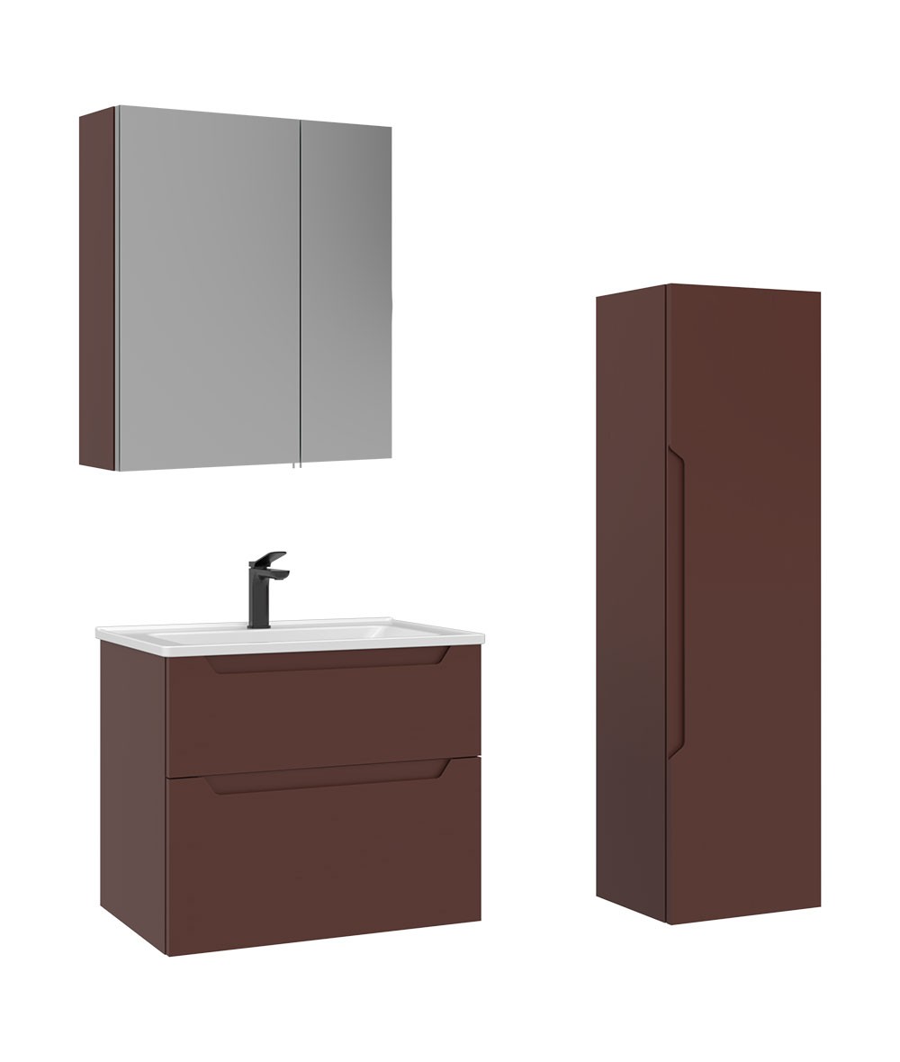 ORKA Messina 65 cm Ayna Dolaplı Banyo Dolabı Takımı + Boy Dolabı