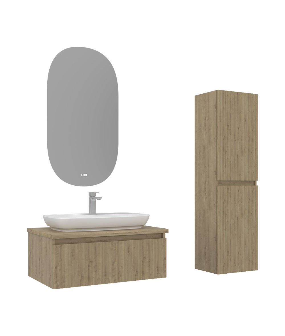 Orka Lentia 80 cm Banyo Dolabı Takımı + Boy Dolabı Dahil