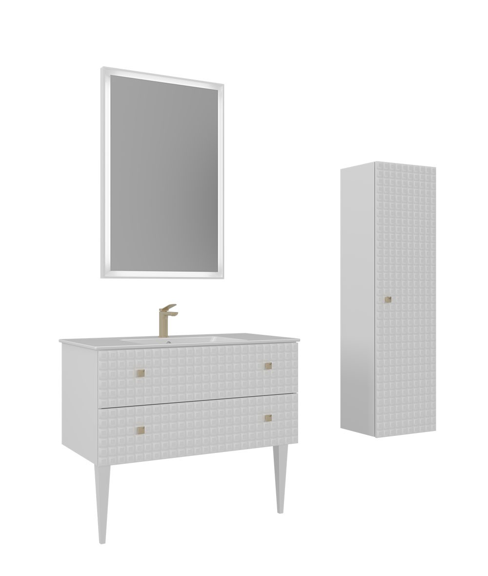 Orka Lipari 100 cm Ayaklı Banyo Dolabı Takımı Boy Dolabı Dahil